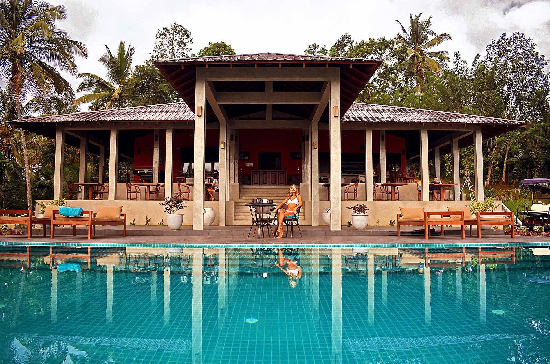 Pool Area at Aarunya Resort in Kandy