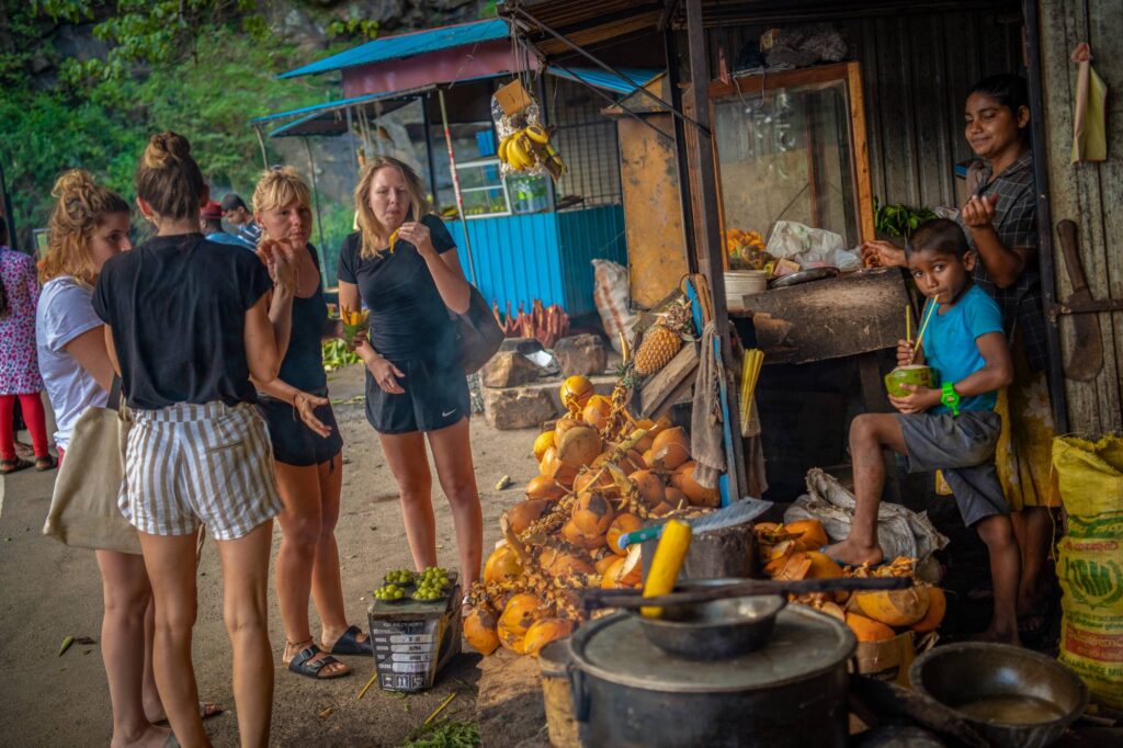 tourist in sri lanka enjoying local food