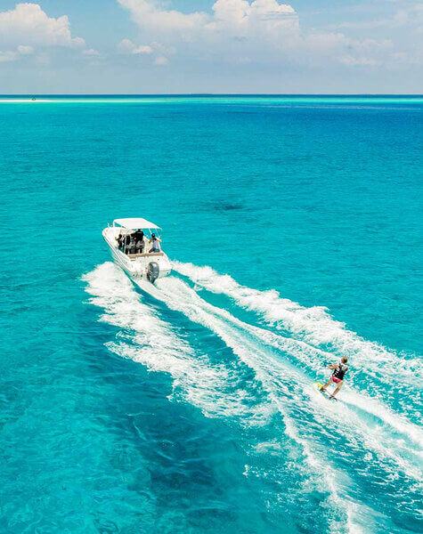 Surfing with boat